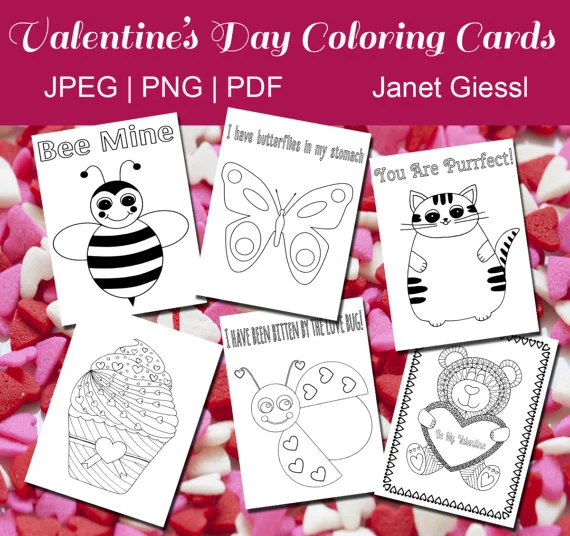 Valentines Day Coloring Cards Printable