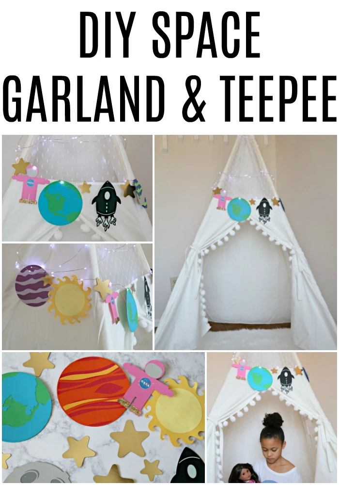 DIY Space theme garland and teepee tent