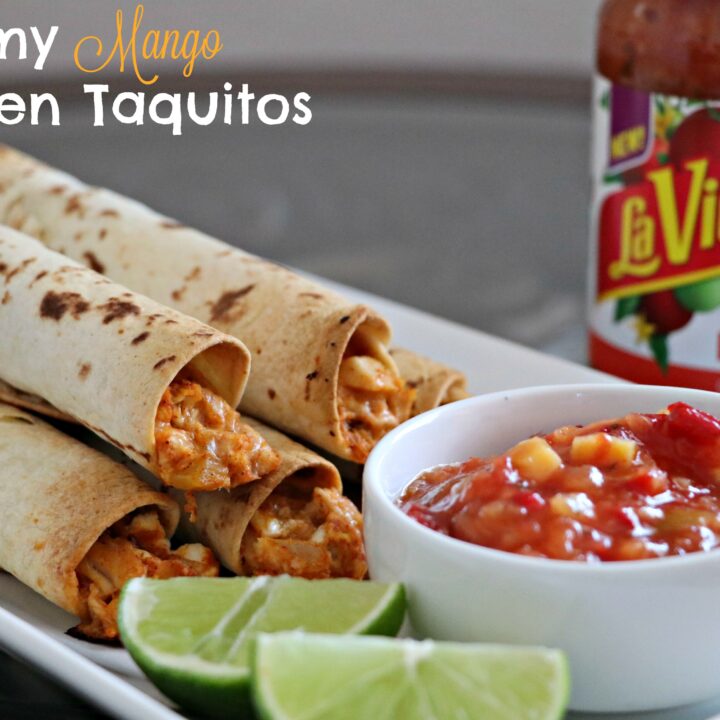 Creamy Mango Chicken Taquitos!