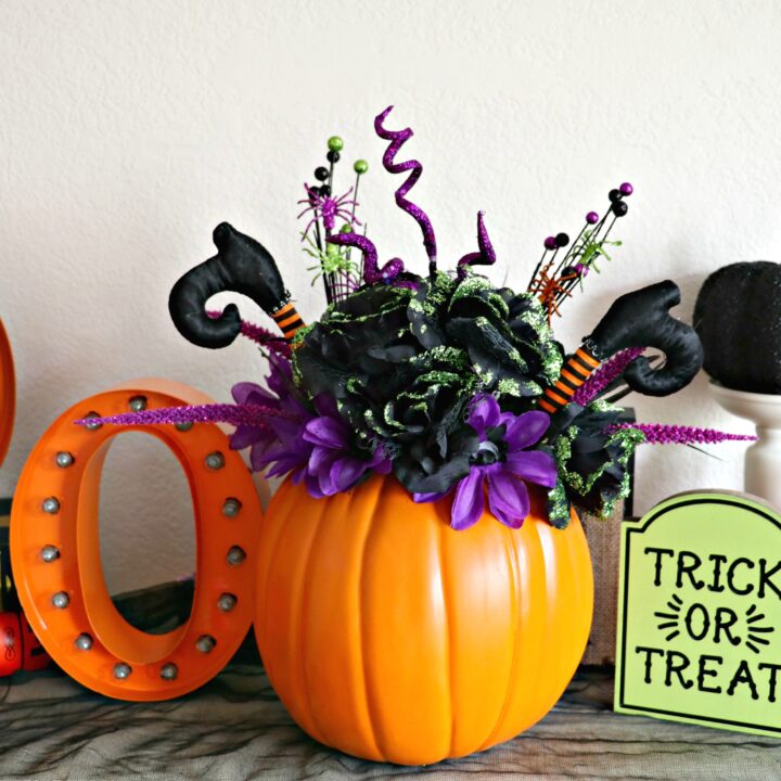 Halloween Floral Pumpkin Vase Centerpiece