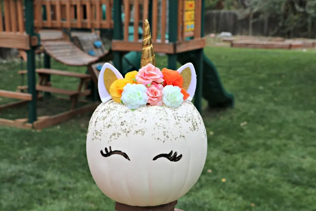 DIY Floral Unicorn Pumpkin for Halloween