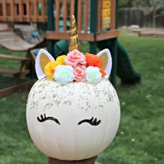 DIY Floral Unicorn Pumpkin for Halloween