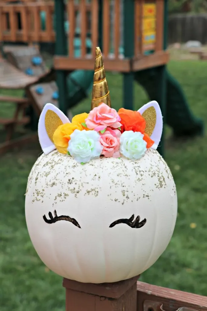 Easy DIY Floral Unicorn Pumpkin