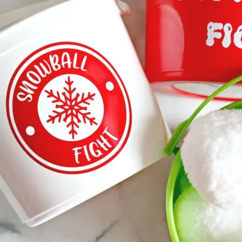 DIY Indoor Snowball Fight Buckets for Kids – FREE SVG & PRINTABLE