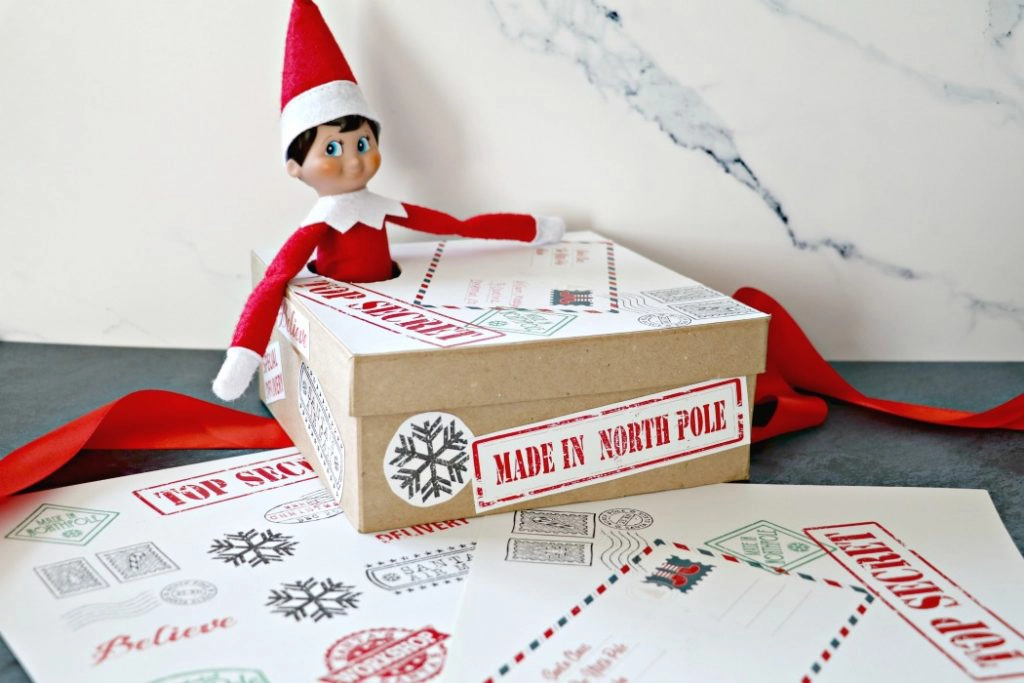 FREE PRINTABLE: Elf on The Shelf Arrival Box & Vintage Christmas Postage  Stickers » The Denver Housewife