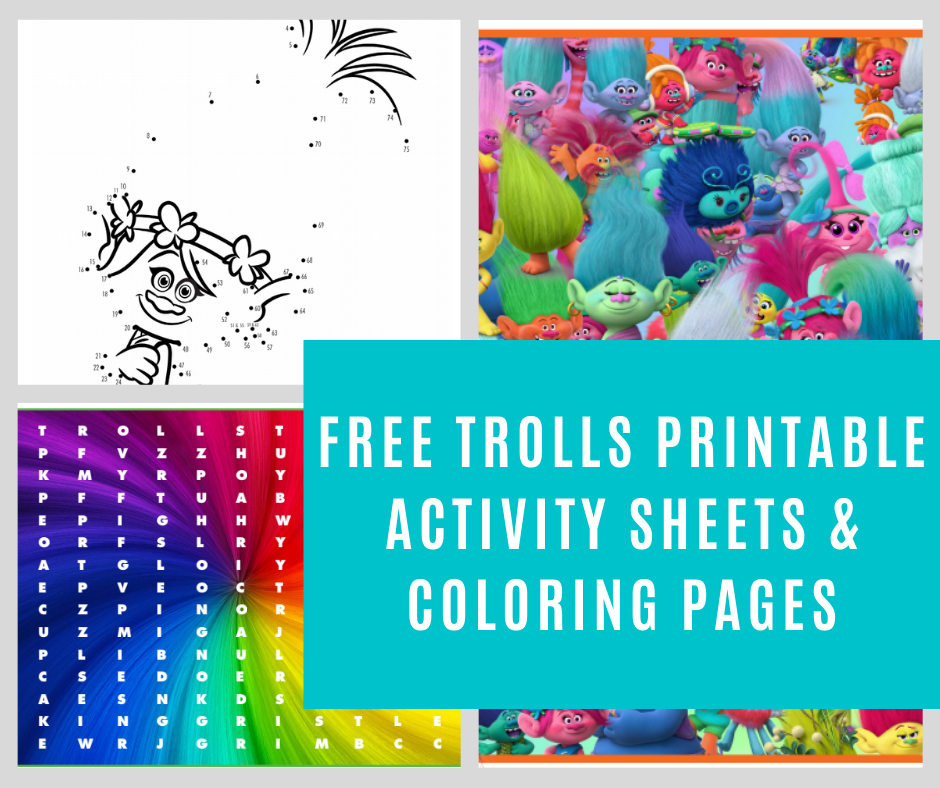 free trolls activity sheets