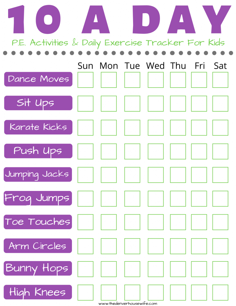 Free PE Activities Printable for Kids