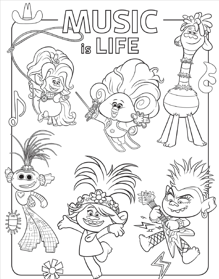 Trolls World Tour Coloring Pages