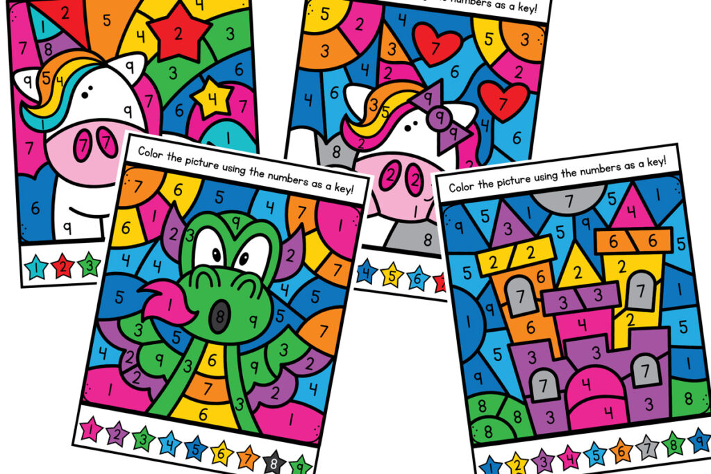 Magical Unicorn Color By Number Printable Worksheets - The Denver Housewife