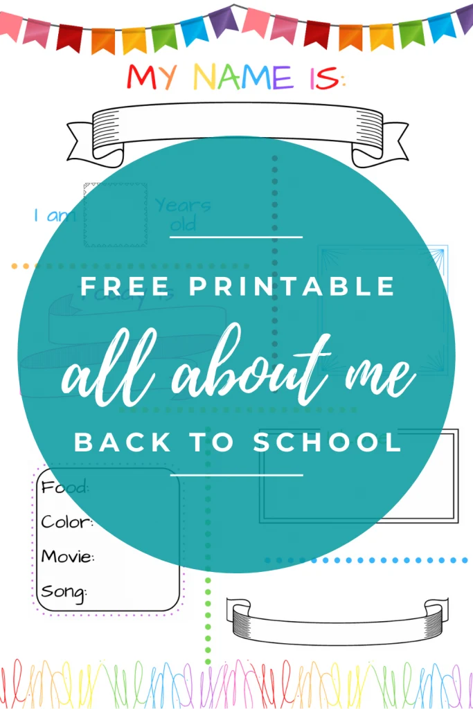free printable back to school all about me