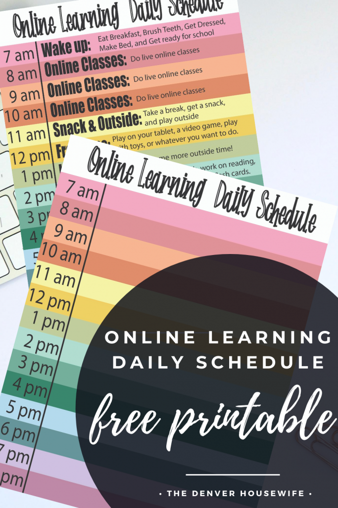 daily online learning free printable schedule