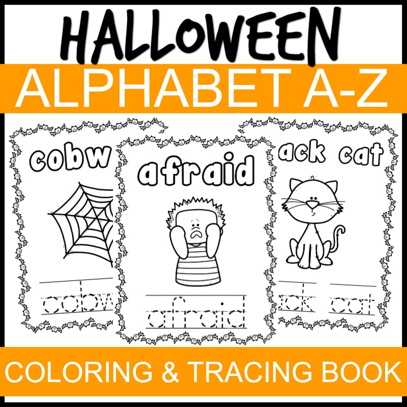 Halloween Alphabet a-z Coloring and Tracing Book