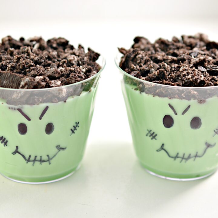 Monster Halloween Cookie Pudding Cups