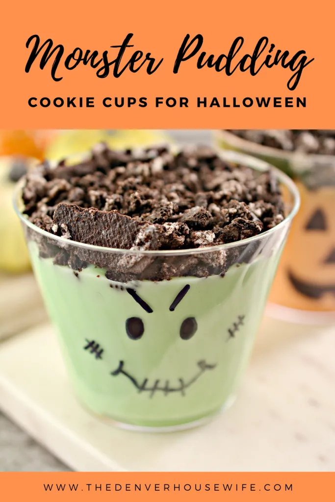 Monster Pudding Cookie Cups for Halloween