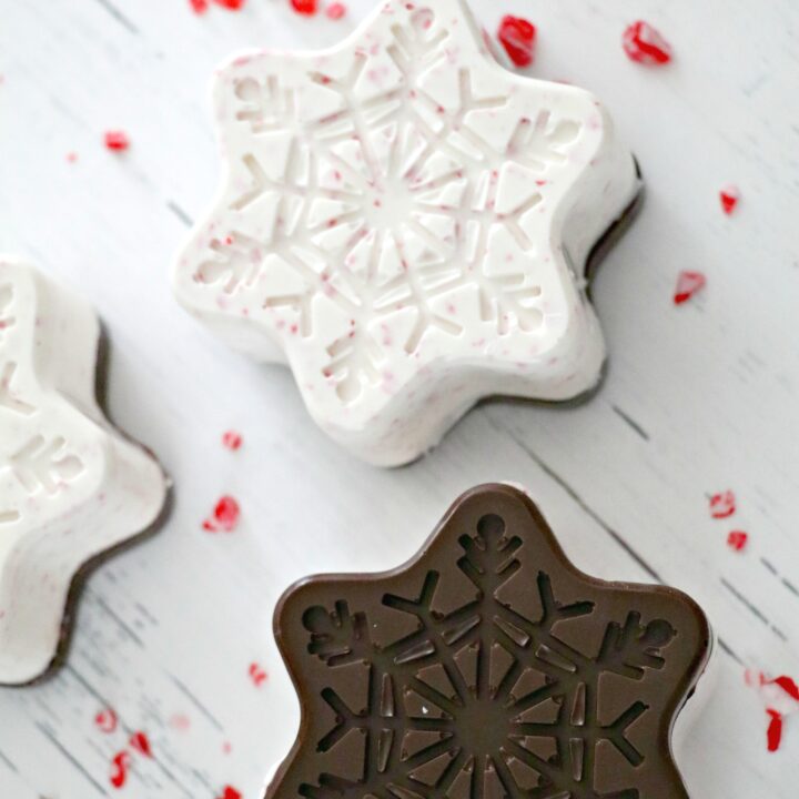 Snowflake Peppermint Bark Hot Chocolate Bomb