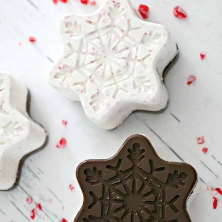 Peppermint Bark Snowflake Hot Chocolate Bombs