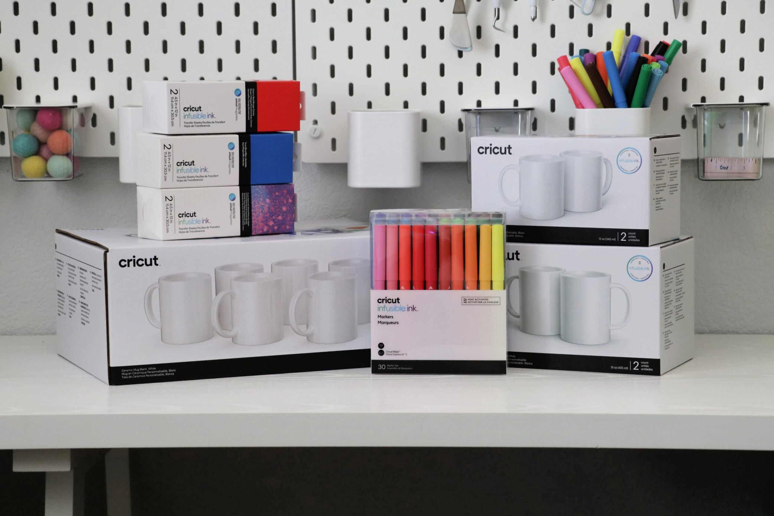 White Cricut Infusible Ink Mugs, Hobby Lobby