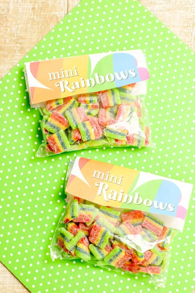 mini rainbow treat bags