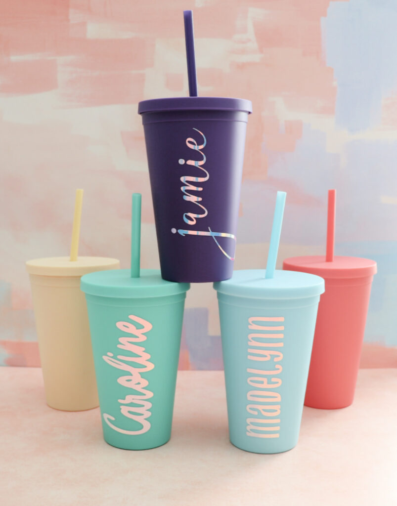 personalised plastic tumbler with straw - Custom Promotional Gift Shop