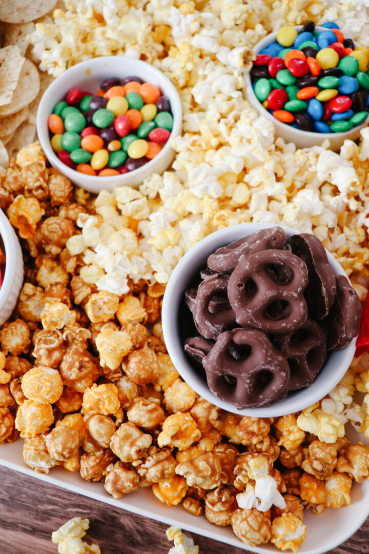 Movie Night Snack Tray Nachos, Popcorn, & Candy » The Denver Housewife