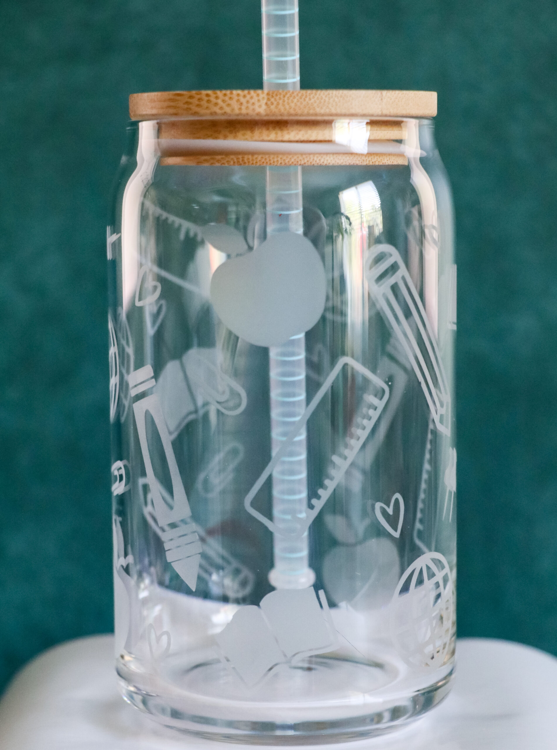 Iced Coffee Cup with Lid and Glass Straw - Beer can Glass - Teacher Gifts