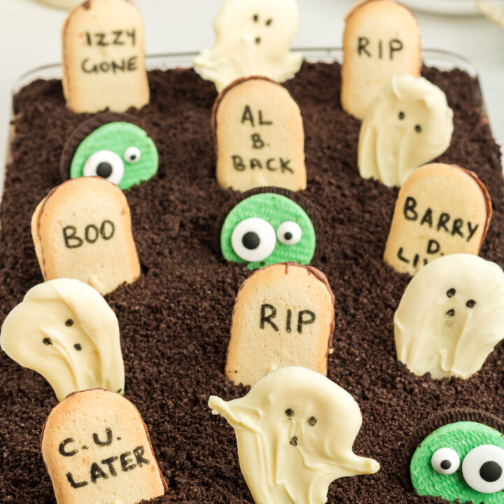 Halloween graveyard cake