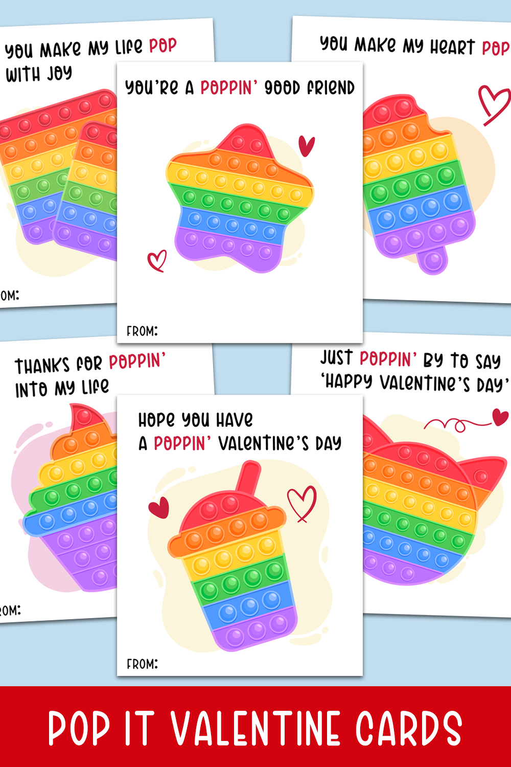 Happy Little Rainbow Printable Valentine's Day Cards (Instant Download)