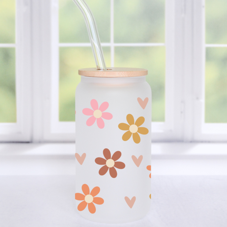 Floral Boho 2 - 16 oz. Glass Tumbler – HDesigns