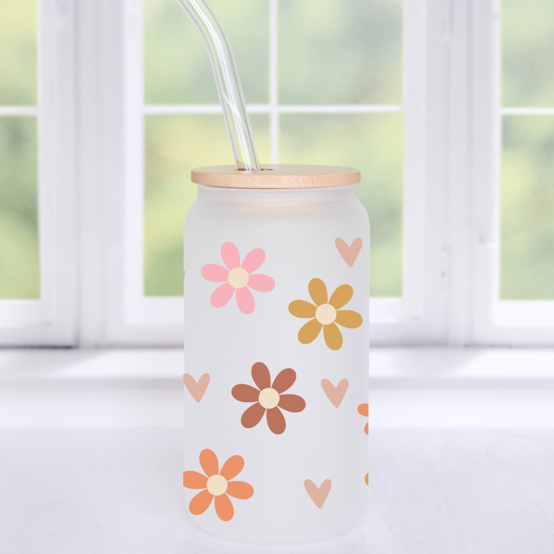 Wildflowers Libbey Glass Can SVG, Floral Beer Can Glass Wrap - So Fontsy