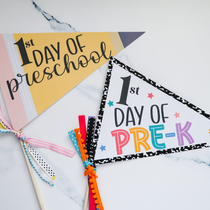 Free Printable First Day of Preschool Pennant Flag