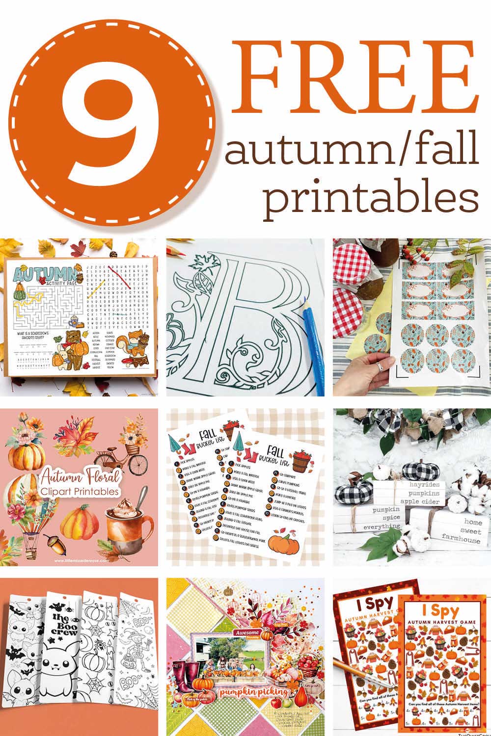 Printable Fall Autumn Bucket List Planner Stickers for Planner